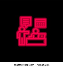 Secretary red glowing neon ui ux icon. Glowing sign logo vector