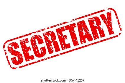Secretary red stamp text on white