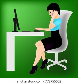 The secretary sitting at the table