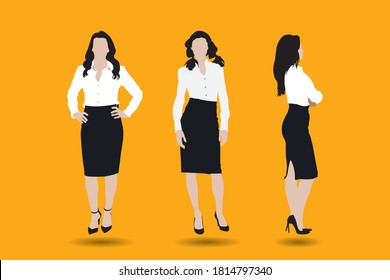 secretary vector art set of three young girls with yellow background