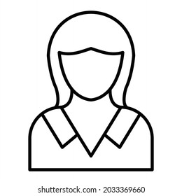 Secretary Vector Outline Icon Isolated On White Background
