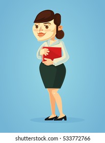 Secretary woman character. Vector flat cartoon illustration