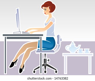 Sekretär, arbeitet im Büro.