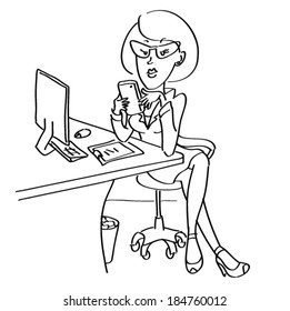 secretary write on mobile sms message busy