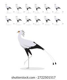 Secretarybird Caminando Secuencia de animación de movimiento Ilustración vectorial de dibujos animados