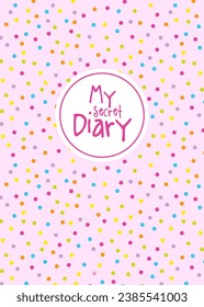 Secrets diary template, colorful dots on pink background