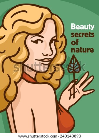 secrets of nature poster pin-up blonde with leaf