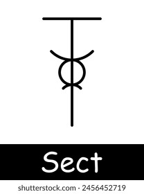 Sect set icon. Pentagram, Sigil of Baphomet, sacrifices, Satan, 666, mysticism, paranormal, faith, inverted cross, worship, persuasion, black lines on a white background. Cult concept.
