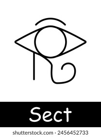 Sect set icon. Pentagram, Sigil of Baphomet, sacrifices, Satan, 666, mysticism, eye, paranormal, faith, inverted cross, worship, persuasion, black lines on a white background. Cult concept.