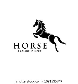 section art elegant jumping horse style logo