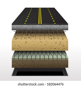 Section Of Asphalt Road Pavement Layers  Vector Illustration