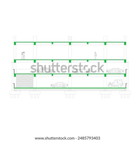 section of the building for multi-storey car parking