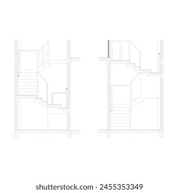 section of concrete stairs in black and white sketch