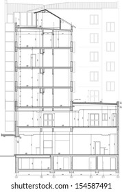 Section Drawing Of Office And Apartment Building