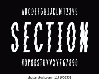 Section font. Vector alphabet letters and numbers. Typeface design. 
