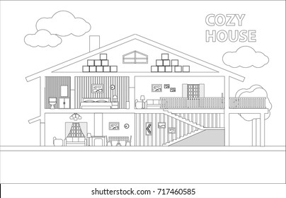 Section of a house illustration