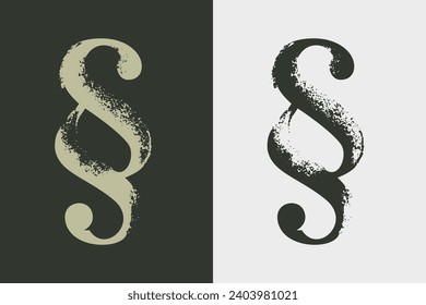 Section logo with dry brush strokes. Classic style font. Grunge textured and rough edges elements. Perfect for fashion labels, vintage headlines, glamour luxury identity, wedding invitations.