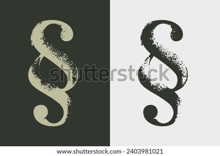 Section logo with dry brush strokes. Classic style font. Grunge textured and rough edges elements. Perfect for fashion labels, vintage headlines, glamour luxury identity, wedding invitations.