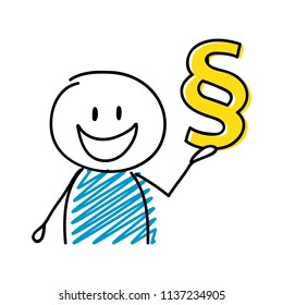 Section mark (paragraph) icon with happy stickman. Vector.