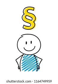 Section mark (paragraph) icon with smiley stickman. Vector.