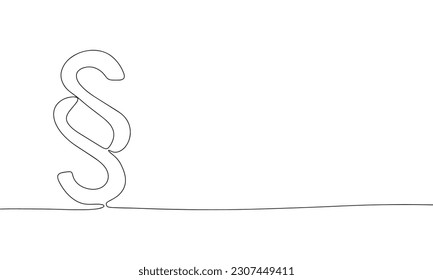 Section mark or paragraph symbol. Continuous line one drawing. Vector illustration. Simple line illustration.