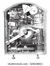 Section of the semaphore box, vintage engraved illustration. Industrial encyclopedia E.-O. Lami - 1875.