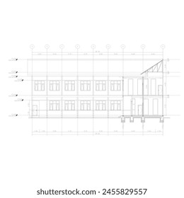 section sketch of a building that has a light steel roof frame