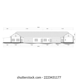 section sketch of a first floor residential house using a wooden roof truss