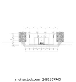 section sketch of a large concrete reservoir sketched with dimensions and notations