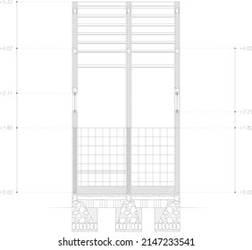 section sketch to show the interior and construction of the bathroom