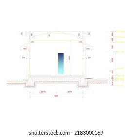 section sketch of a small building to see the structure of the building