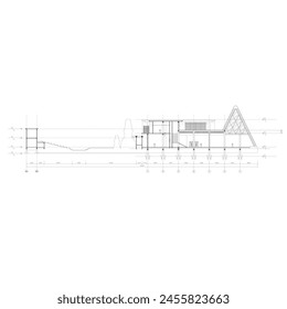section sketches of buildings for museums and art buildings are sketched with dimensions