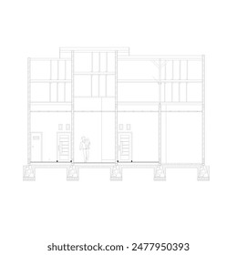 section of small house building in black and white sketch