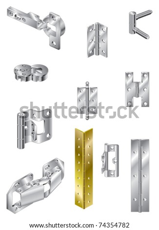 Section of steel hinges and one brass