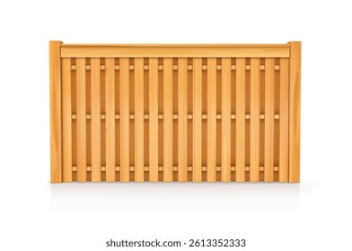 Section of a wooden fence with double vertical slats. Vector illustration