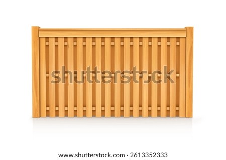 Section of a wooden fence with double vertical slats. Vector illustration