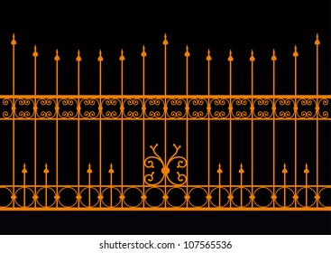 Section wrought fence. vector