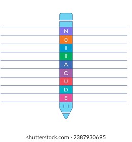 sectional pen and education letters. outline pencil on white background