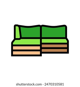 sectional sofa outdoor furniture color icon vector. sectional sofa outdoor furniture sign. isolated symbol illustration