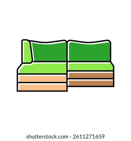 sectional sofa outdoor furniture color icon vector. sectional sofa outdoor furniture sign. isolated symbol illustration