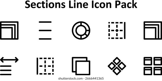 Secciones Iconos Colección - 10 Vectores de contorno en negrita