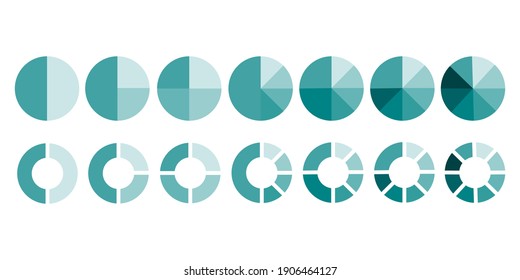 Sector circles. Flat infographic template. Green circles pies. Stock image.