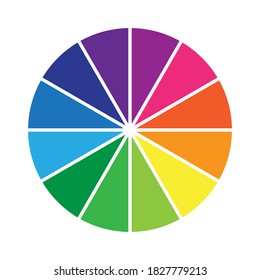 Sector color wheel. Multi-colored wheel. Segmented palette. Round multicolored chart. Vector illustration.