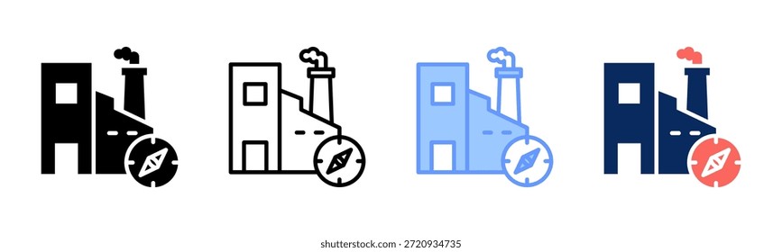 Conjunto de iconos de brújula sectorial colección de estilos múltiples