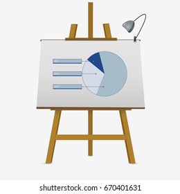 Sector info graphic. Three parts. Vector illustration on easel