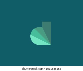 Sector polygon letter d logotype. Segment color vector font icon logo symbol. 