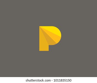 Sector polygon letter p logotype. Segment color vector font icon logo symbol. 