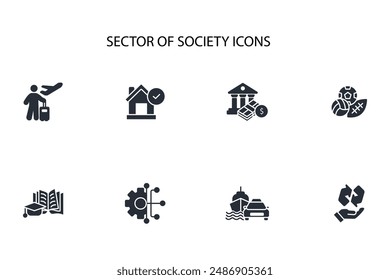 Sector of society icon set.vector.Editable stroke.linear style sign for use web design,logo.Symbol illustration.