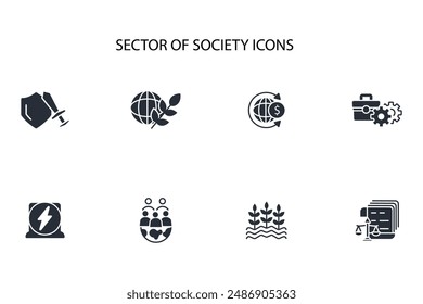 Sector of society icon set.vector.Editable stroke.linear style sign for use web design,logo.Symbol illustration.