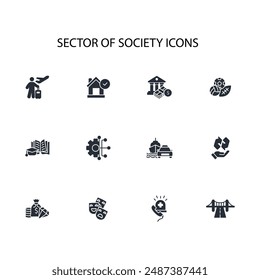 Sector of society icon set.vector.Editable stroke.linear style sign for use web design,logo.Symbol illustration.
